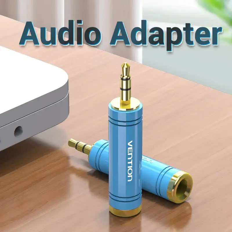 Vention 3,5-mm-Klinkenstecker auf 6,5-mm-Klinkenbuchse Audio-Adapter, blau, Metallausführung