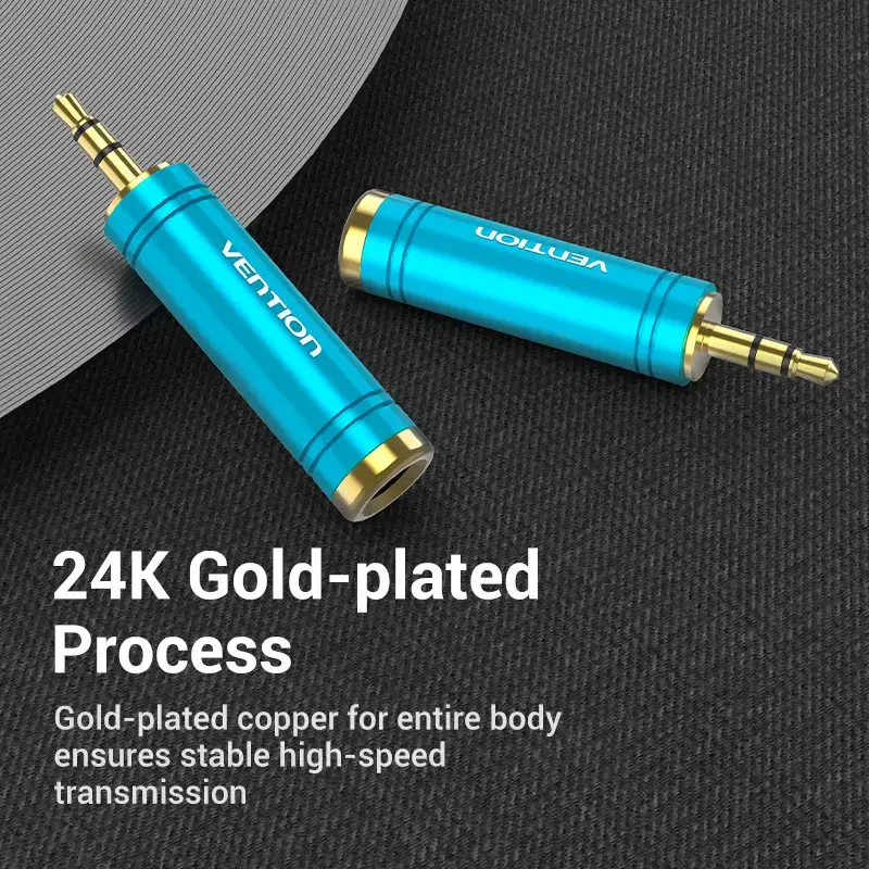 Vention 3,5-mm-Klinkenstecker auf 6,5-mm-Klinkenbuchse Audio-Adapter, blau, Metallausführung