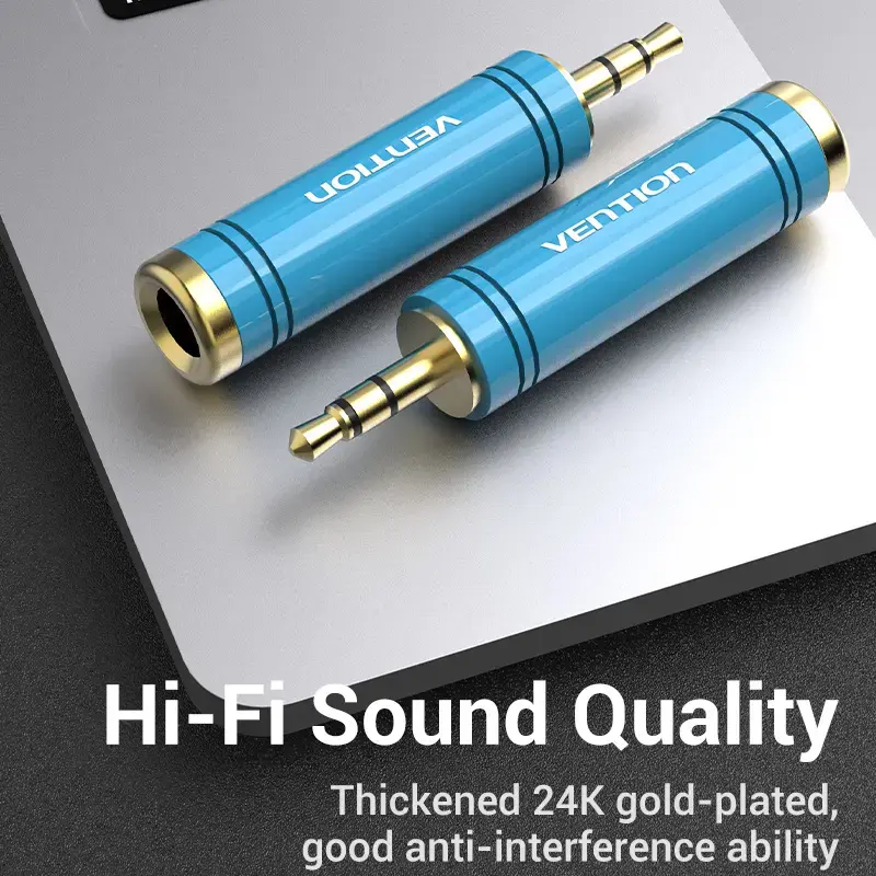 Vention 3,5-mm-Klinkenstecker auf 6,5-mm-Klinkenbuchse Audio-Adapter, blau, Metallausführung