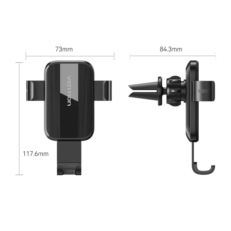 Kfz-Lüftungshalterung Vention KCTB0 — passiver Auto-Klemmhalter für 4,7–7,2 Zoll Handys, schwarz, ABS/TPU, 117,6×73×84,3 mm