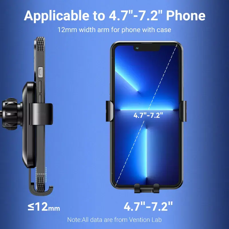 Kfz-Halterung Vention KCOB0 — selbstklemmende Saugnapfhalterung, Klemmenhalterung für Smartphones, schwarz, Breite 73 mm, Höhe 117,6 mm