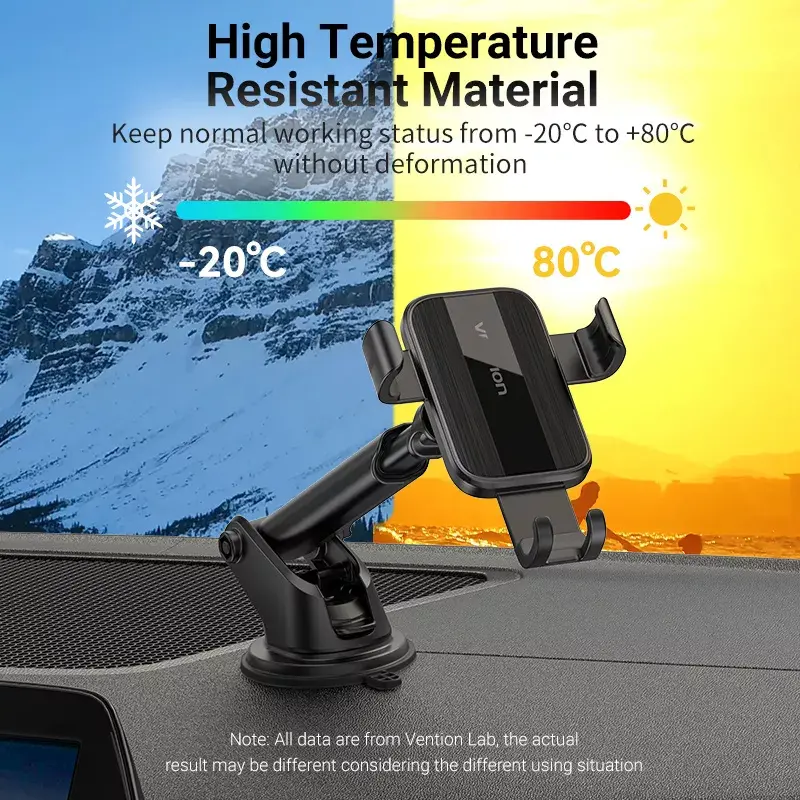 Kfz-Halterung Vention KCOB0 — selbstklemmende Saugnapfhalterung, Klemmenhalterung für Smartphones, schwarz, Breite 73 mm, Höhe 117,6 mm