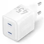 Vention FEFW0-EU AC-Schnellladegerät für den Innenbereich 45W, 2x USB-C, kompatibel mit Smartphone Laptop Tablet Smartwatch Kopfhörer, weiß