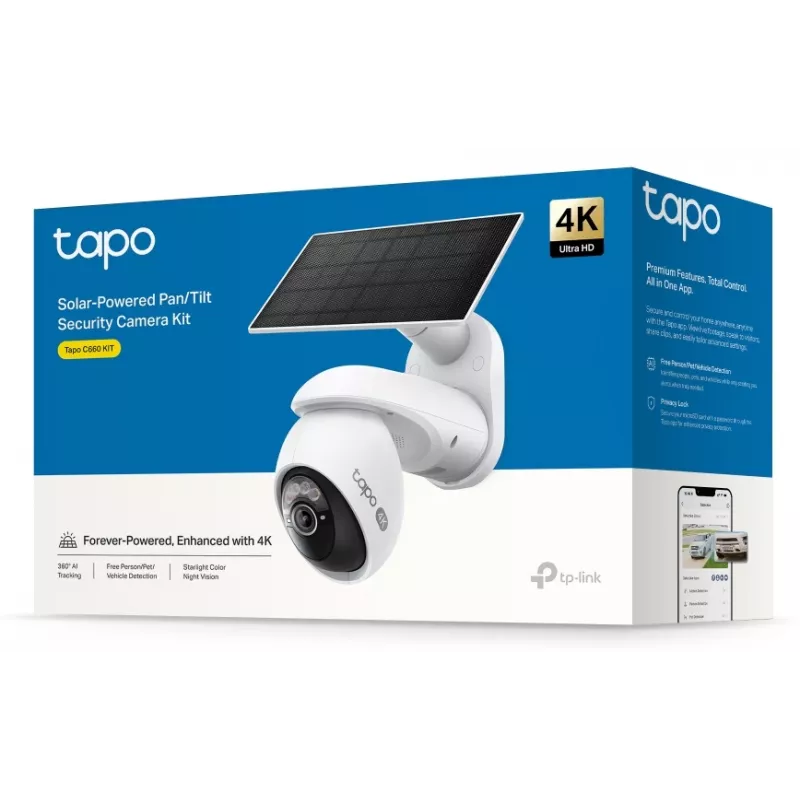 IP-Überwachungskamera TP‑Link Tapo C660 KIT — 8 MP 3840×2160, 4 mm Objektiv, 20 fps, WLAN & Ethernet, für den Außenbereich IP65, IR-Nachtsicht 12 m