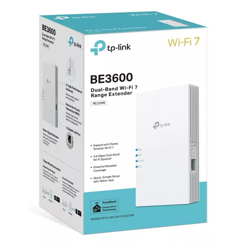 TP-Link RE220BE WLAN-Repeater — Dualband 2,4/5 GHz, 802.11ac, 2 externe Antennen, 100–240 V Eingang