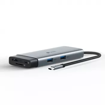 USB-Typ-C-Hub TP-Link UH7021C — HDMI, USB 3.2 Gen1, USB 2.0, SD/microSD, 5000 Mbit/s, Aluminium Schwarz