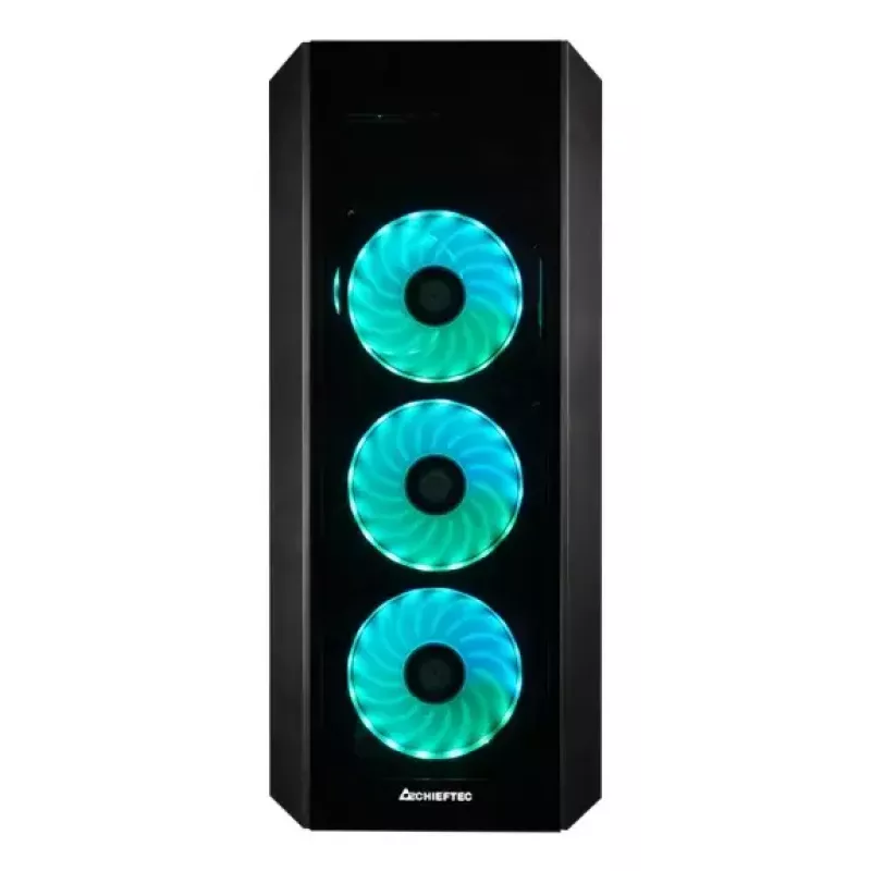 PC Midi-Tower-Gehäuse CHIEFTEC SCORPION 3 GL-03B-UC-OP – schwarz, gehärtetes Glas, ATX/Micro-ATX, 3x120mm Front- + 1x120mm Hecklüfter