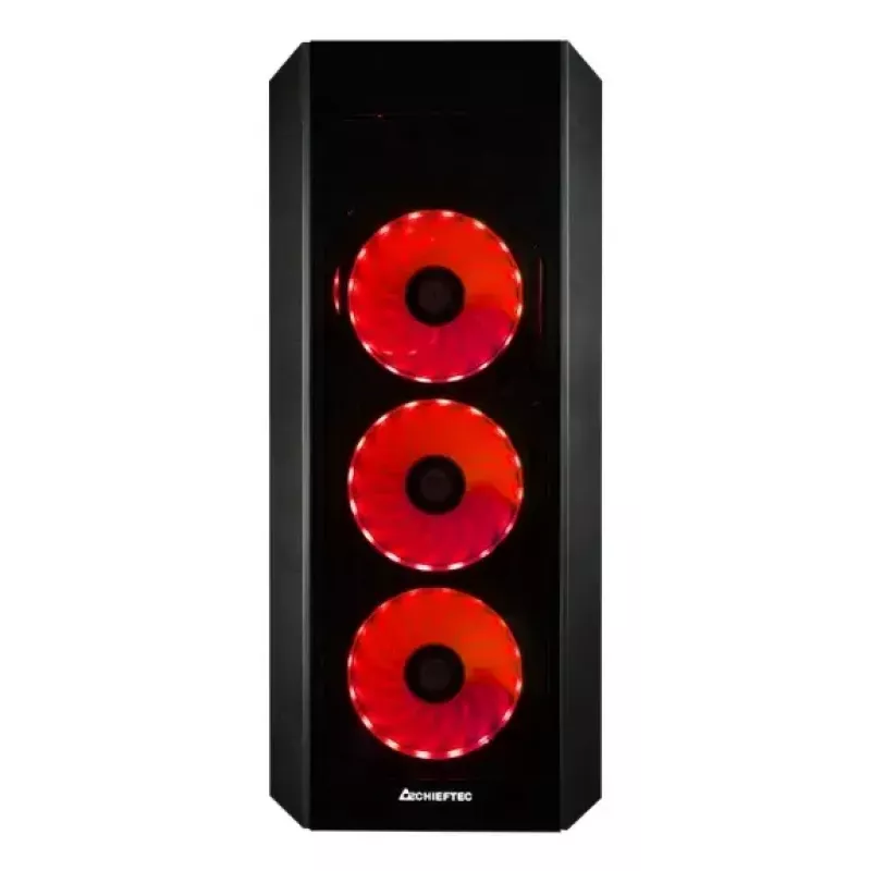 PC Midi-Tower-Gehäuse CHIEFTEC SCORPION 3 GL-03B-UC-OP – schwarz, gehärtetes Glas, ATX/Micro-ATX, 3x120mm Front- + 1x120mm Hecklüfter