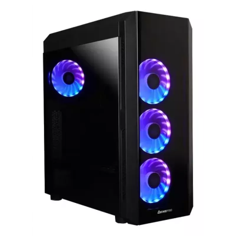 PC Midi-Tower-Gehäuse CHIEFTEC SCORPION 3 GL-03B-UC-OP – schwarz, gehärtetes Glas, ATX/Micro-ATX, 3x120mm Front- + 1x120mm Hecklüfter