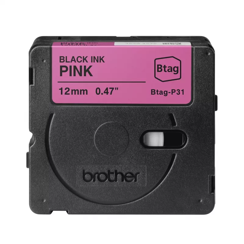 Beschriftungsband Brother BTAG-P31 Schwarz auf Rosa 1,2 cm 4 m