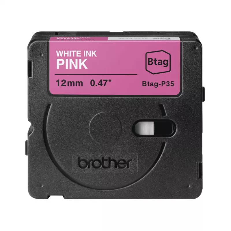 Etikettierband Brother BTAG-P35 Weiß auf Rosa 1,2 cm 4 m