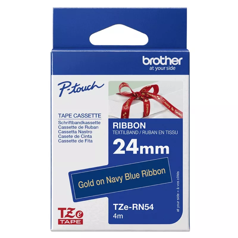 Brother TZE-RN54 Beschriftungsband Gold auf marineblau