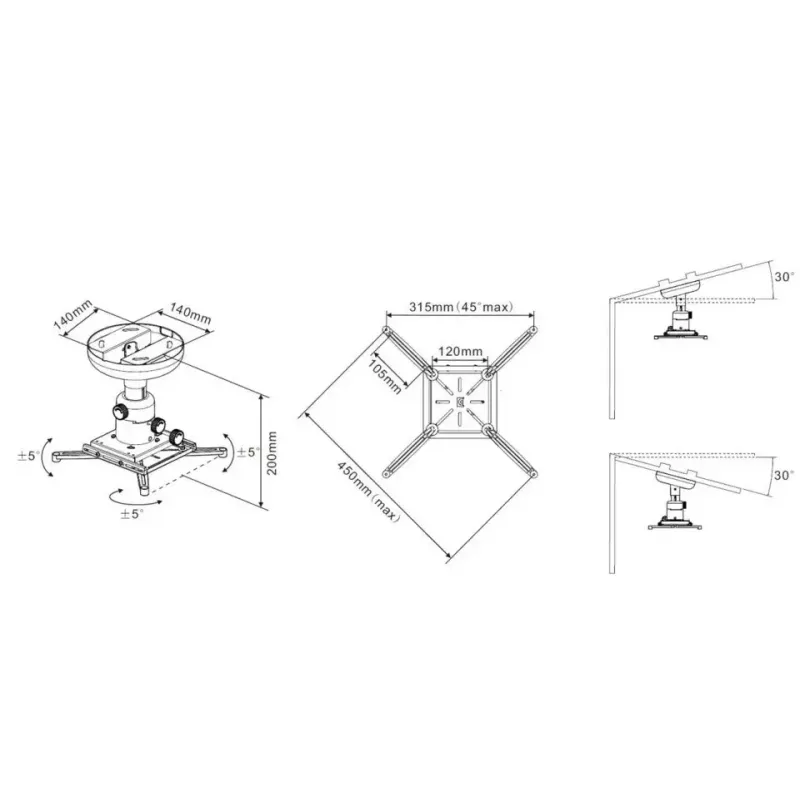 Deckenhalterung Multibrackets M Universal Projector 200 mit Feineinstellung