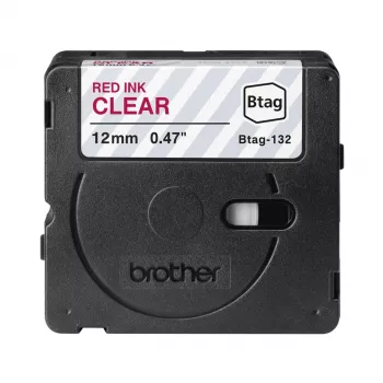 Etikettierband Brother BTAG-132 Rot auf transparent 1,2 cm 4 m