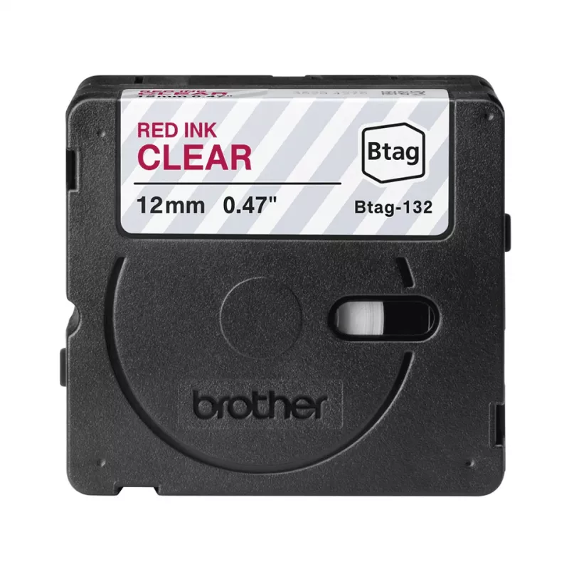 Etikettierband Brother BTAG-132 Rot auf transparent 1,2 cm 4 m