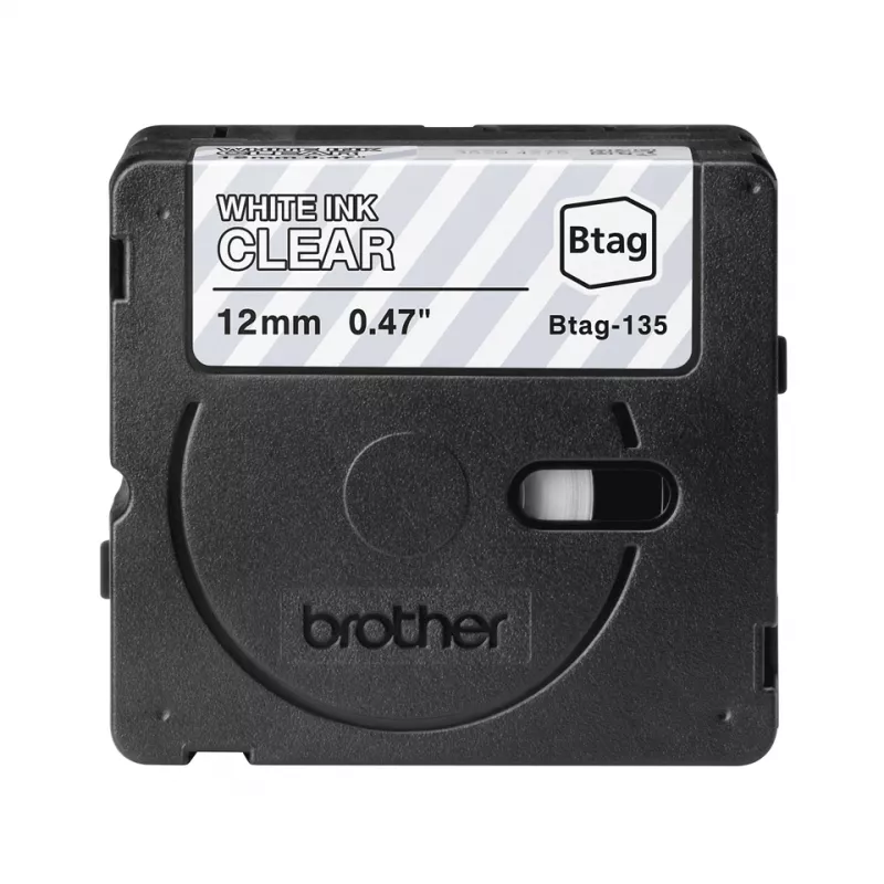 Beschriftungsband Brother BTAG-135 Weiß auf transparent 1,2 cm 4 m