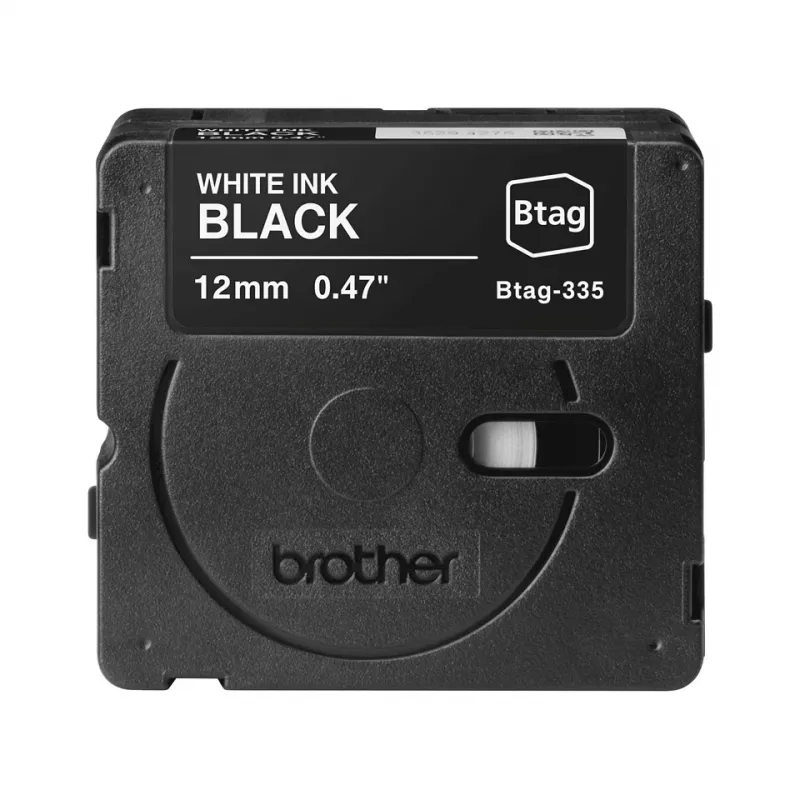 Etikettierband Brother BTAG-335 Weiß auf Schwarz 1,2 cm 4 m