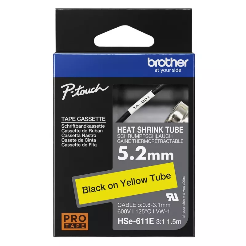 Druckerband Brother HSE-211E Schwarz 5,2 mm x 1,5 m