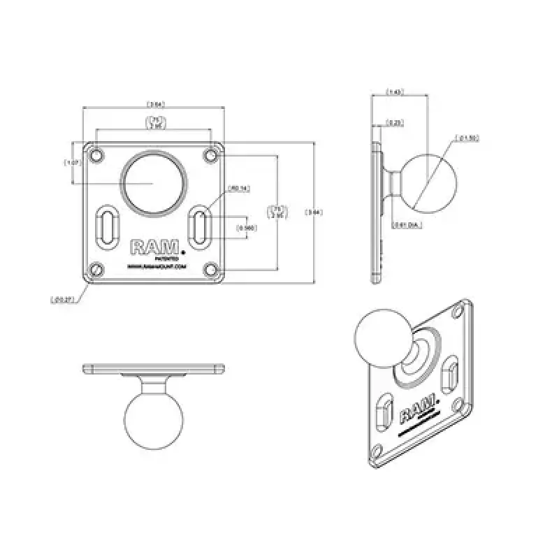 VESA-Platte mit Kugel RAM Mounts RAM-2461U