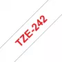 Laminiertes Band Brother TZe242 18 mm Rot auf Weiß