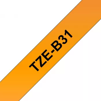Labelband Brother TZe TZEB31 12mm Schwarz auf fluoreszierendem Orange