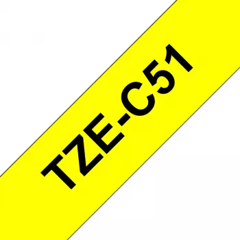 Brother Laminatband TZe Schwarz auf fluoreszierendem Gelb 2,4 cm 5 m