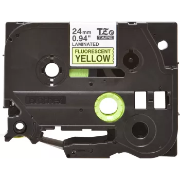 Brother Laminatband TZe Schwarz auf fluoreszierendem Gelb 2,4 cm 5 m