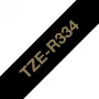 Brother TZE-R334 Beschriftungsband Gold auf Schwarz