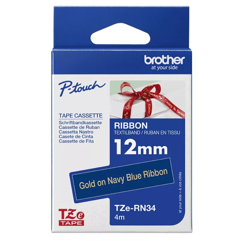 Brother TZE-RN34 Beschriftungsband Gold auf Marineblau