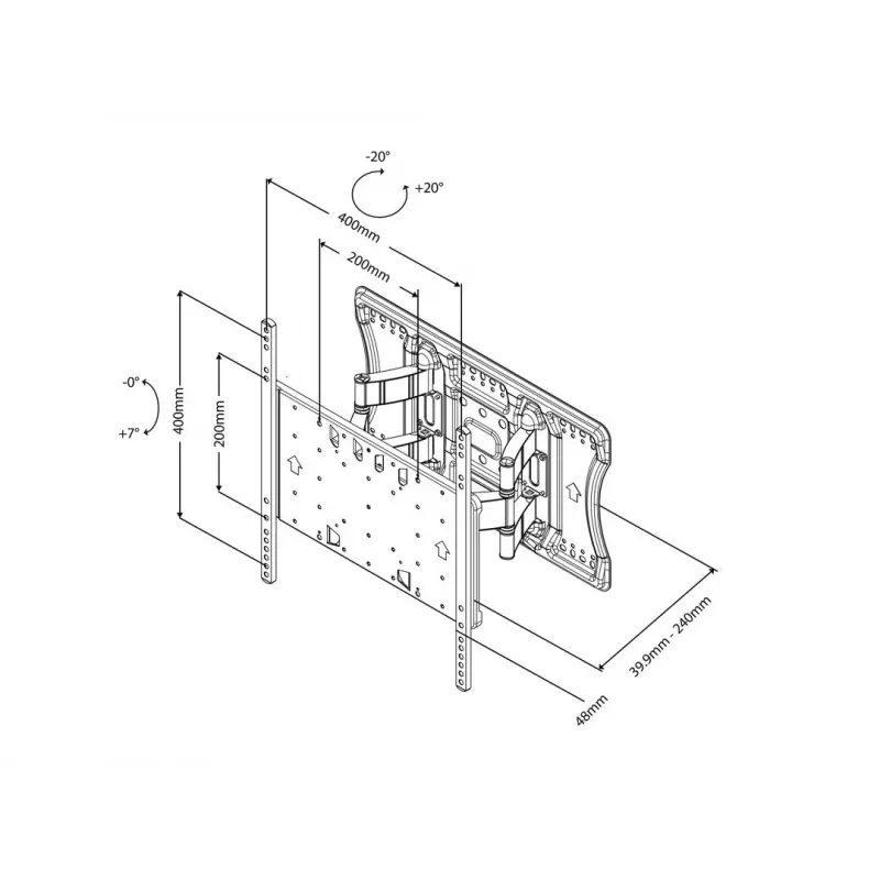 Multibrackets M VESA Super schlank Tilt & Turn HD, 52 kg, 101,6 cm (40 Zoll), 2,16 m (85 Zoll), 100 x 100 mm, 400 x 400 mm, 0 - 7°