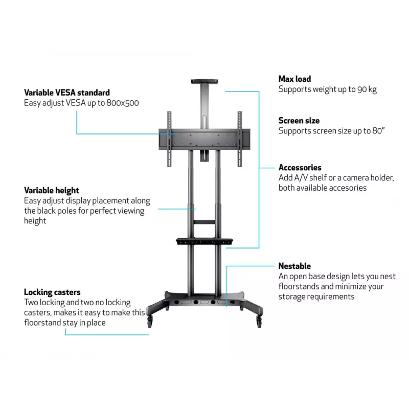 Multibrackets M Public Floorstand Basic 180 inkl. Regal & Kamera-Halterung