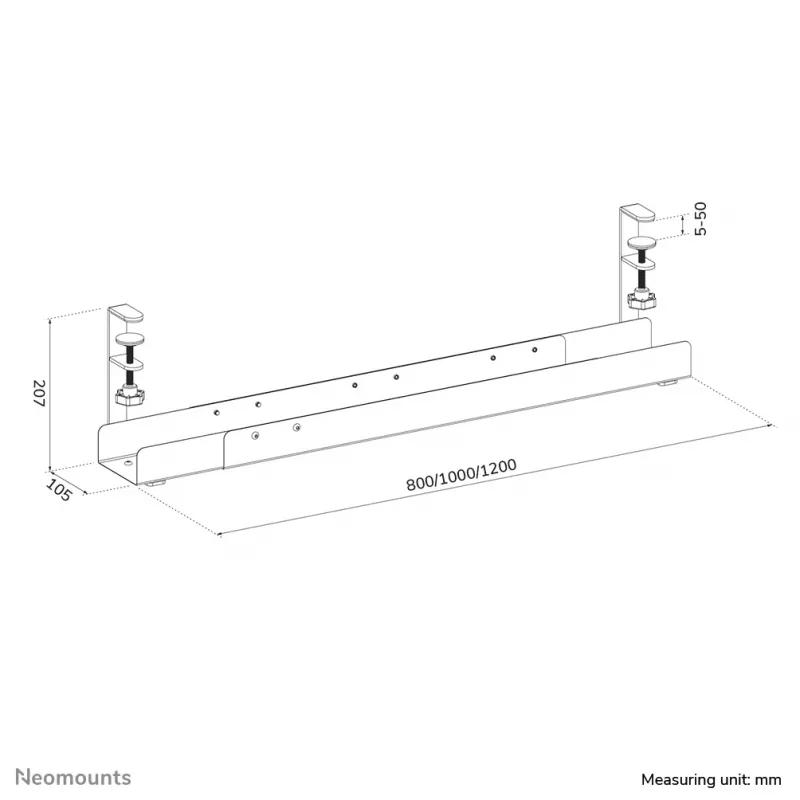 Kabelwanne Neomounts ADS07-120WH Klemmdesign, universell, weiß