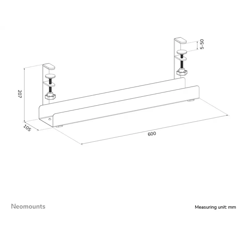 Kabelwanne Neomounts ADS07-121BL Klemmdesign universal schwarz