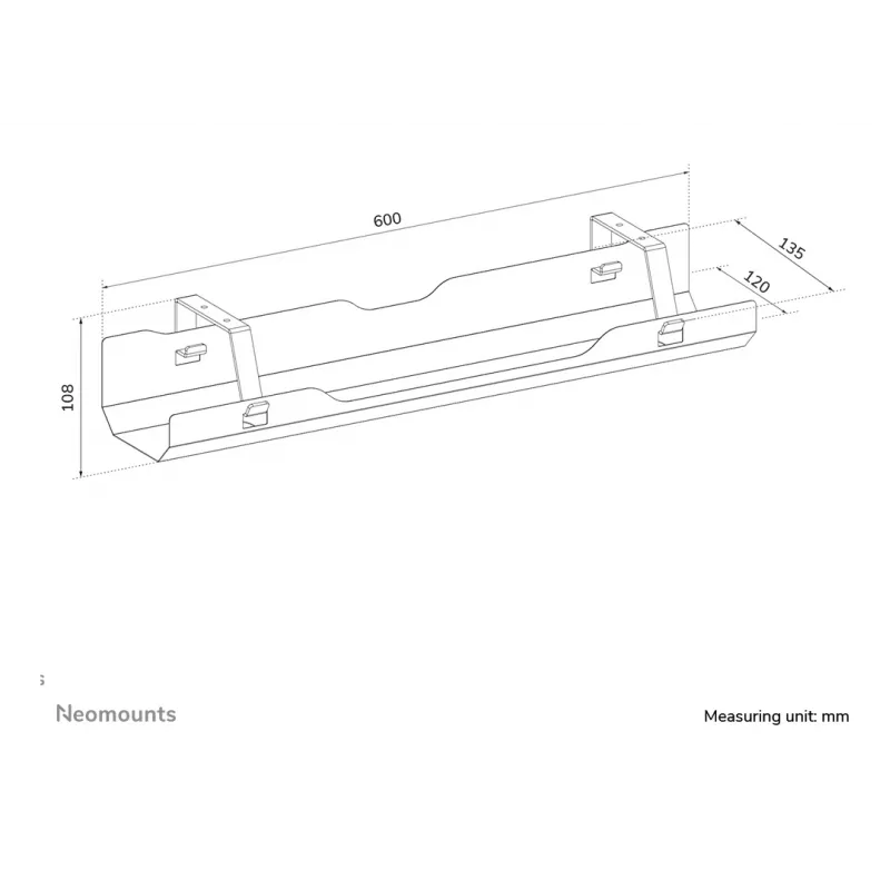 Kabelwanne Neomounts ADS07-122BL schraubmontiert universell schwarz, Wand-/Rackmontage