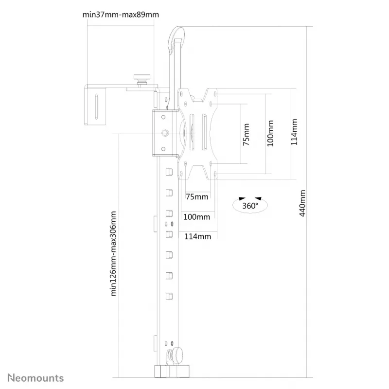 Neomounts FPMA-CH100Schwarz Monitorhalterung 10–30 Zoll – für Trennwände – drehbar