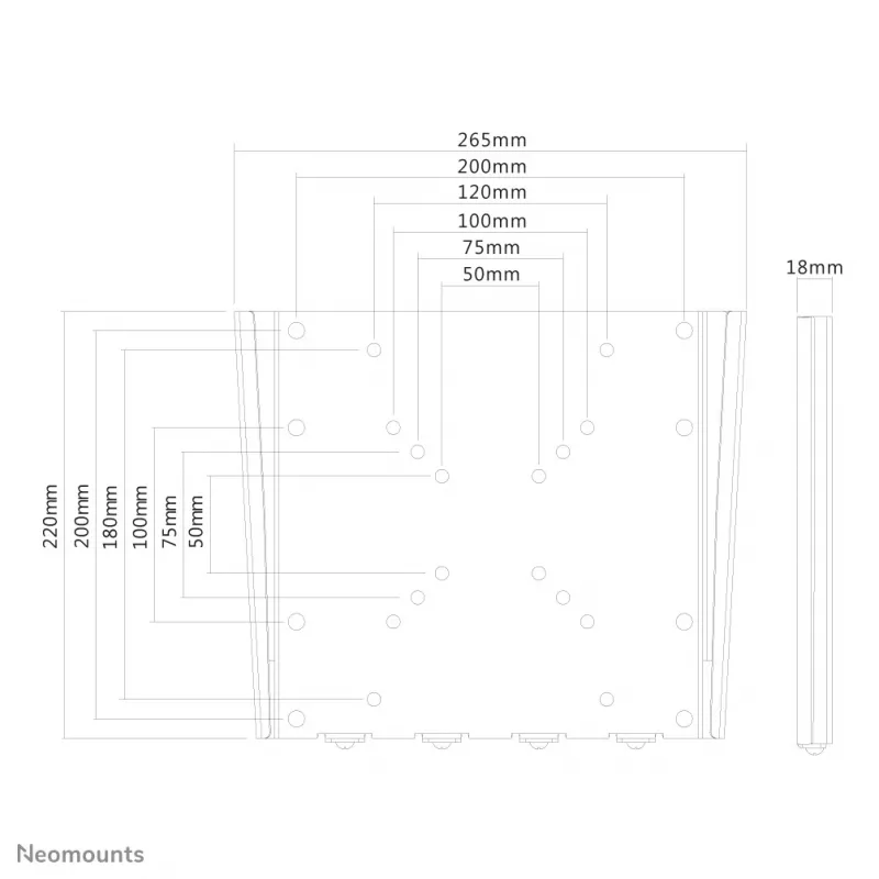 Neomounts FPMA-W110 TV-Wandhalterung 10-40 Zoll - ultraflach, 25,4 cm (10 Zoll), 101,6 cm (40 Zoll), 50 x 50 mm, 200 x 200 mm, Stahl, Silber