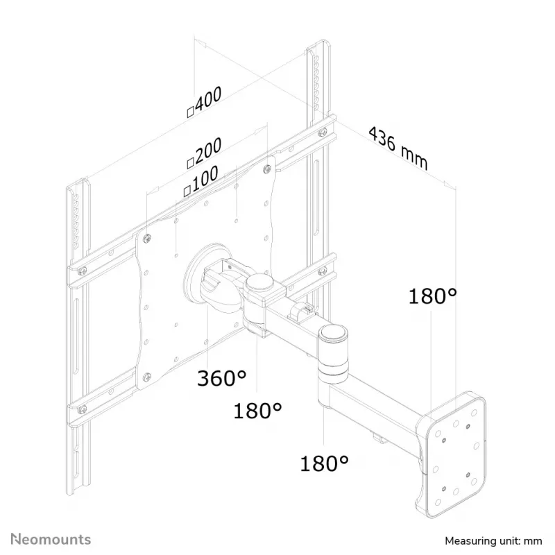 Neomounts FPMA-W960 Monitor-/TV-Wandhalterung 23-52 Zoll – Vollbeweglich