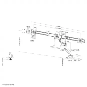 Schreibtisch-Monitorhalterung Neomounts NM-D775DX3WHITE