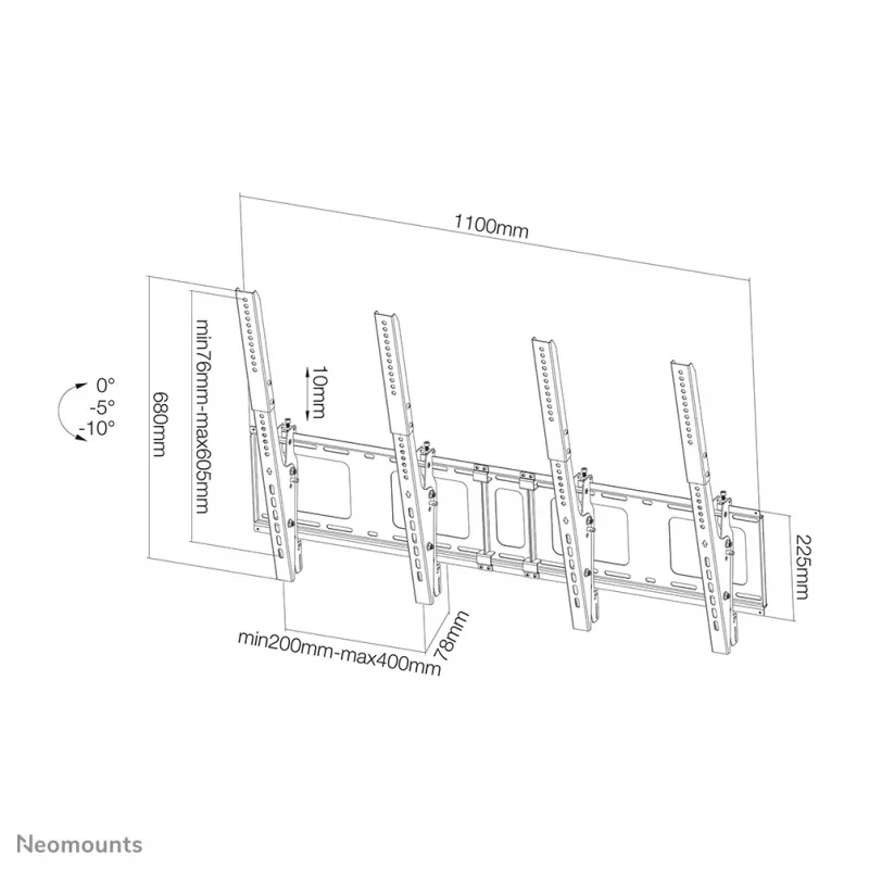 Neomounts NS-WMB200PSchwarz Menuboard-Wandhalterung 40-52 Zoll - neigbar - Hochformat