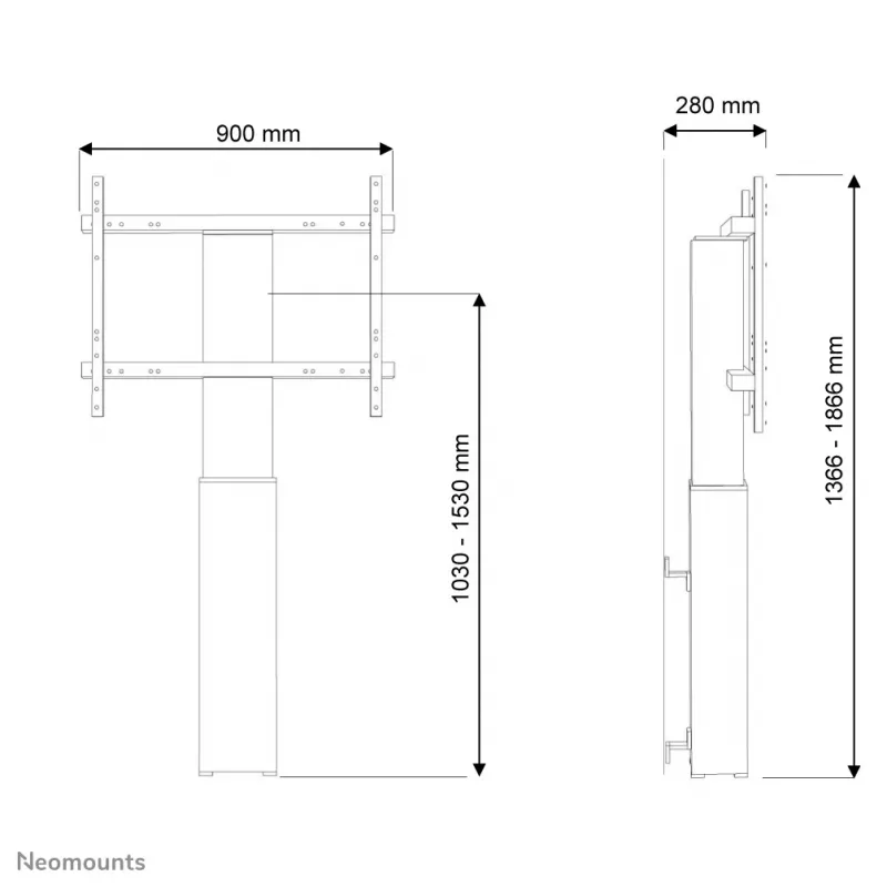 Neomounts PLASMA-W2250SILVER TV-Standfuß 42-100 Zoll – wandmontiert – motorisiert