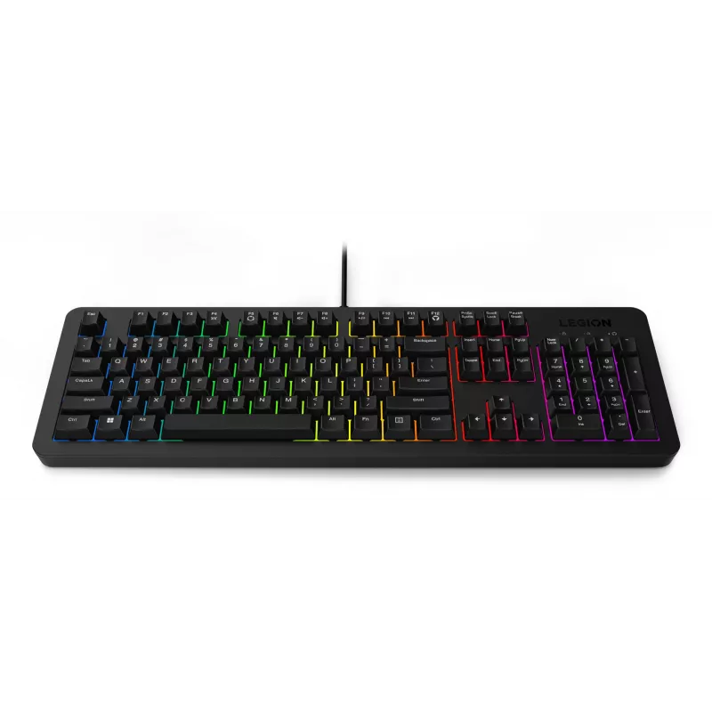 Kabelgebundene Gaming-Tastatur Lenovo K310 – Full-Size 100 %, USB, US English, RGB-Hintergrundbeleuchtung, Schwarz, 1,8 m Kabel