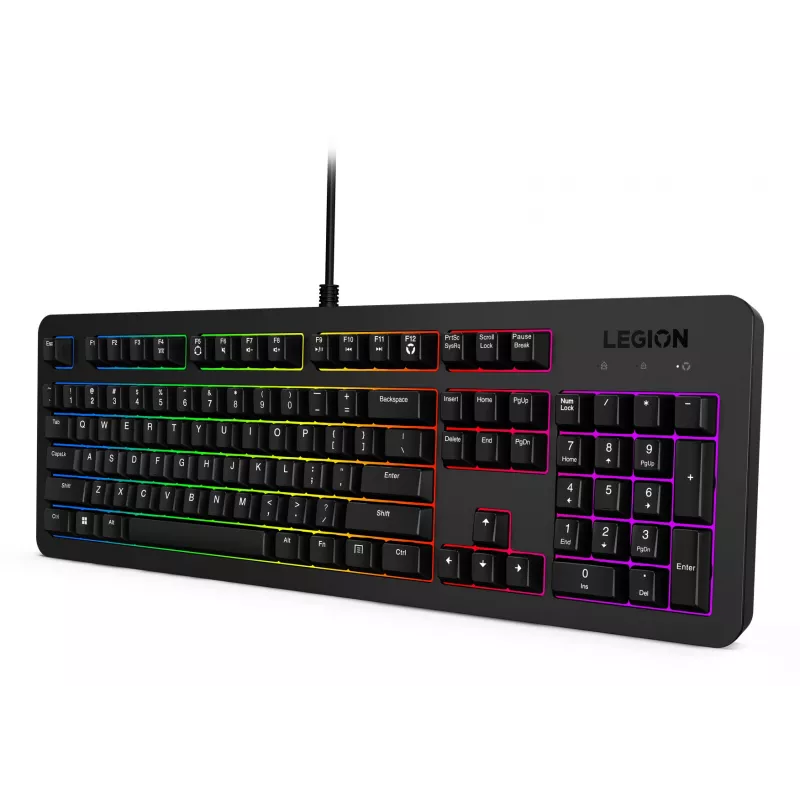 Kabelgebundene Gaming-Tastatur Lenovo K310 – Full-Size 100 %, USB, US English, RGB-Hintergrundbeleuchtung, Schwarz, 1,8 m Kabel