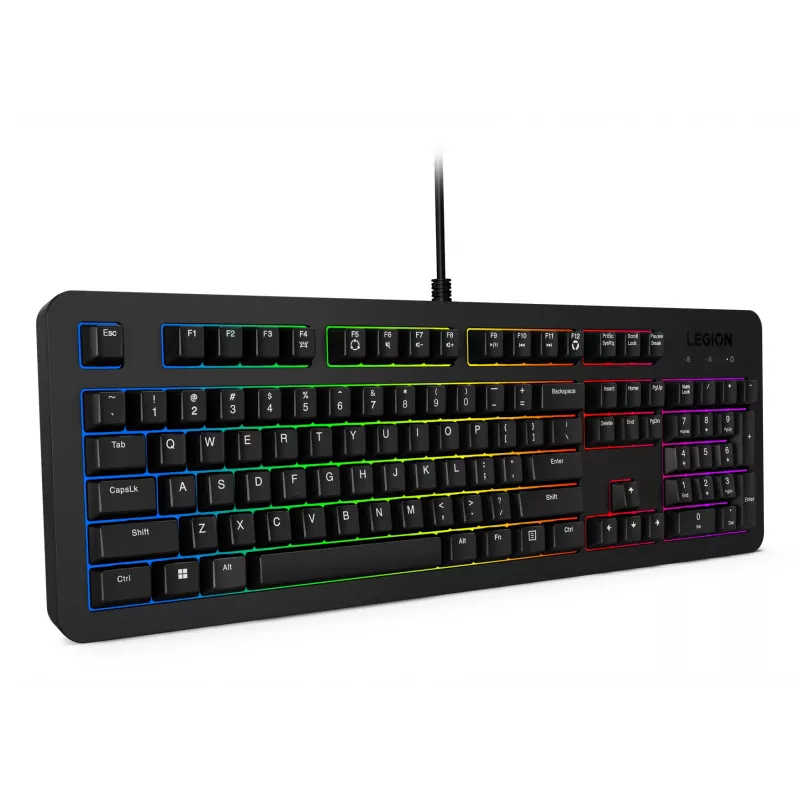 Kabelgebundene Gaming-Tastatur Lenovo K310 – Full-Size 100 %, USB, US English, RGB-Hintergrundbeleuchtung, Schwarz, 1,8 m Kabel