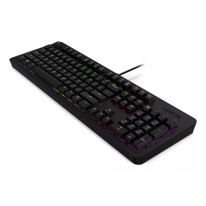 Kabelgebundene Gaming-Tastatur Lenovo K310 – Full-Size 100 %, USB, US English, RGB-Hintergrundbeleuchtung, Schwarz, 1,8 m Kabel