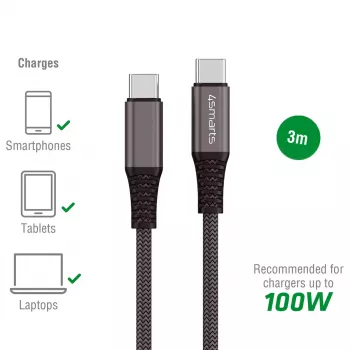 USB-Kabel 4smarts 456267 3 m USB-C Schwarz 0,48 Gbit/s