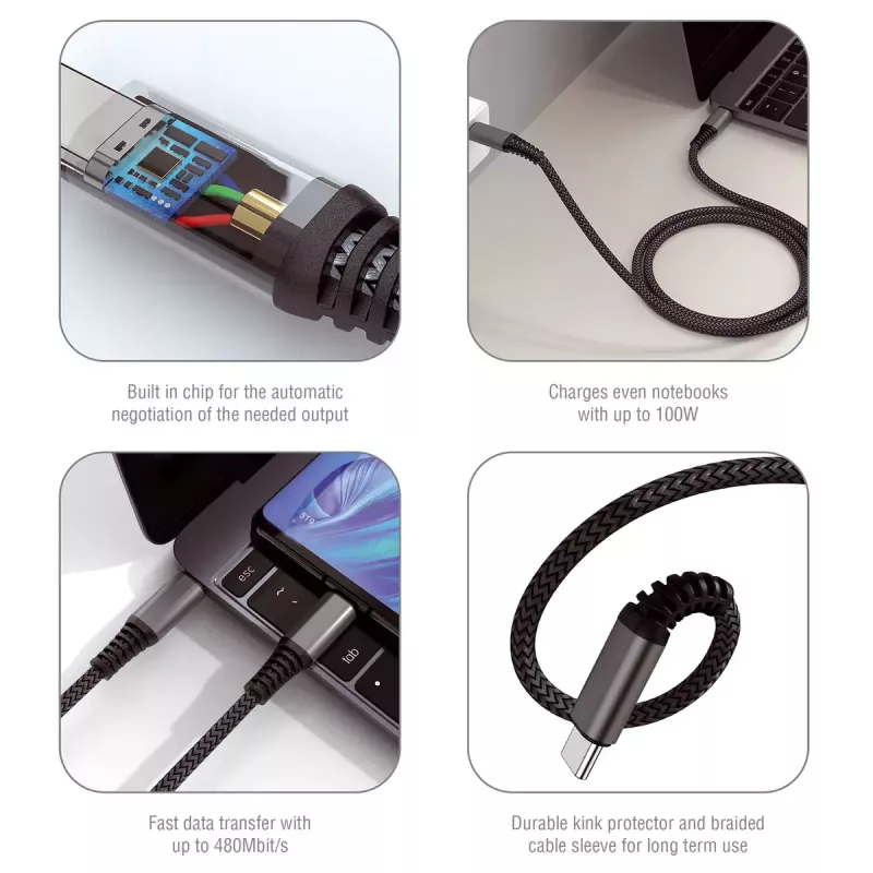 USB-Kabel 4smarts 456267 3 m USB-C Schwarz 0,48 Gbit/s