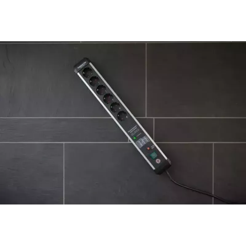 Power extension Brennenstuhl 1391010601 5m 6 AC outlets Indoor Schwarz Silver