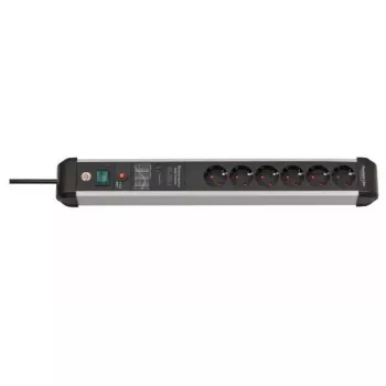 Power extension Brennenstuhl 1391010601 5m 6 AC outlets Indoor Schwarz Silver