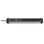Power extension Brennenstuhl 1391010601 5m 6 AC outlets Indoor Schwarz Silver