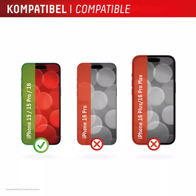 Displex Displayschutzfolie (10H) für Apple iPhone 15/15 Pro/16, Eco Montagerahmen, kratzfest